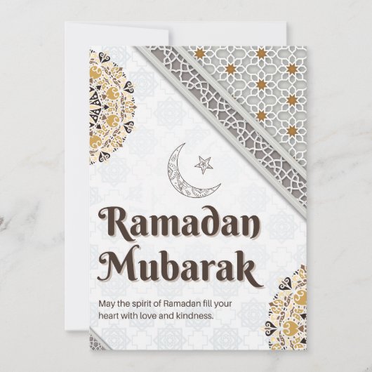 Ramadan Mubarak Mandala Crescent Art Feestdagenkaart (Voorkant)