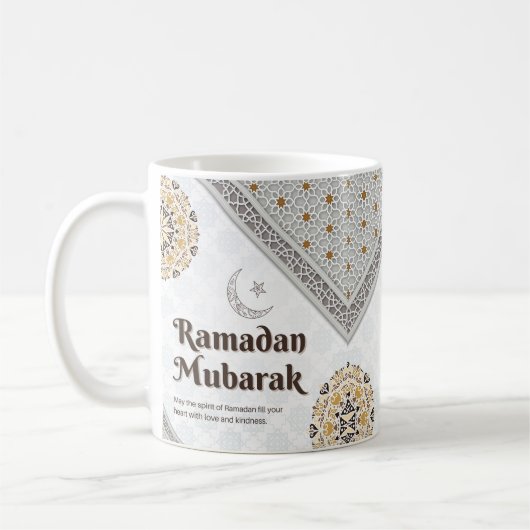 Ramadan Mubarak Mandala Crescent Art Koffiemok (Links)