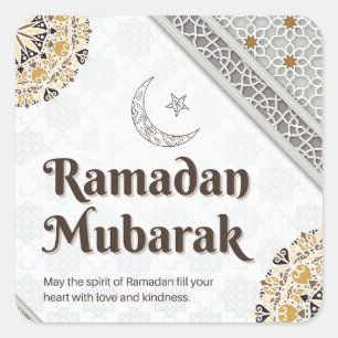 Ramadan Mubarak Mandala Halve Maan Kunst Vierkante Sticker