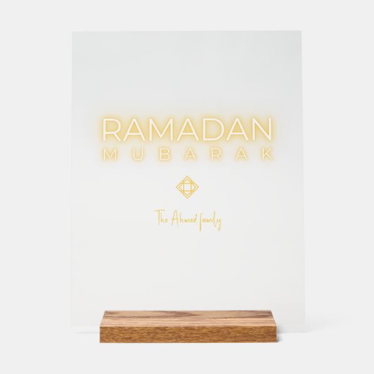 Ramadan Mubarak Minimal Acrylic Sign Personalized Acryl Bord (Voorkant)