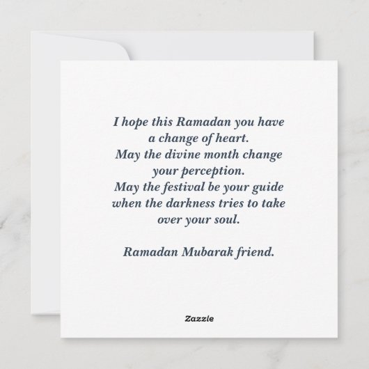 Ramadan Mubarak Moskee met gouden marineblauw Feestdagenkaart (Achterkant)