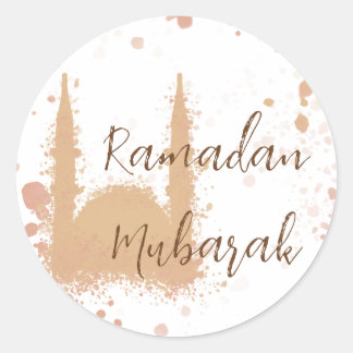 Ramadan Mubarak Mosque Islamic Design Briefkaart Ronde Sticker