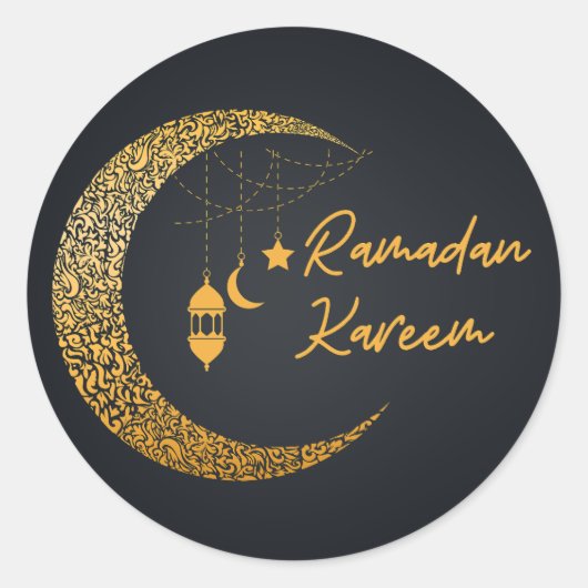 Ramadan Mubarak - Ramadan Kareem - Eid Mubarak Ronde Sticker (Voorkant)