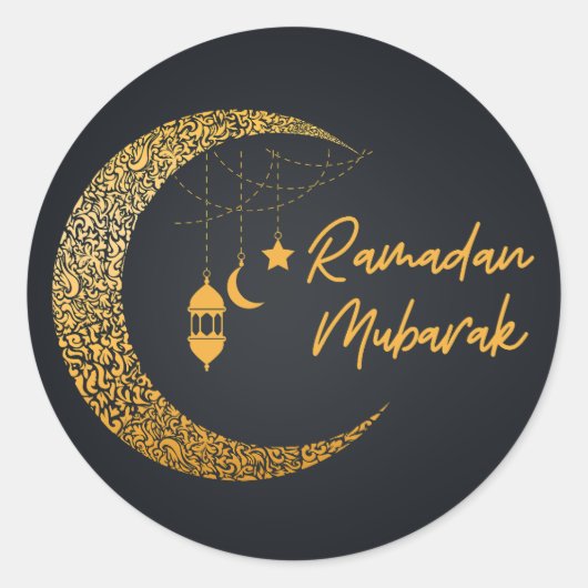 Ramadan Mubarak - Ramadan Kareem - Eid Mubarak Ronde Sticker (Voorkant)
