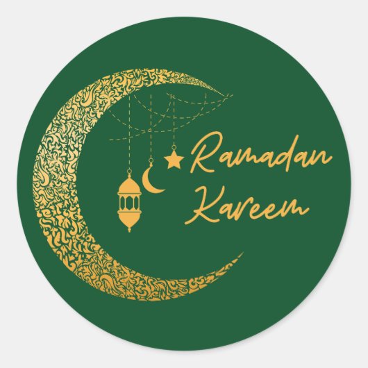 Ramadan Mubarak - Ramadan Kareem - Eid Mubarak Ronde Sticker (Voorkant)