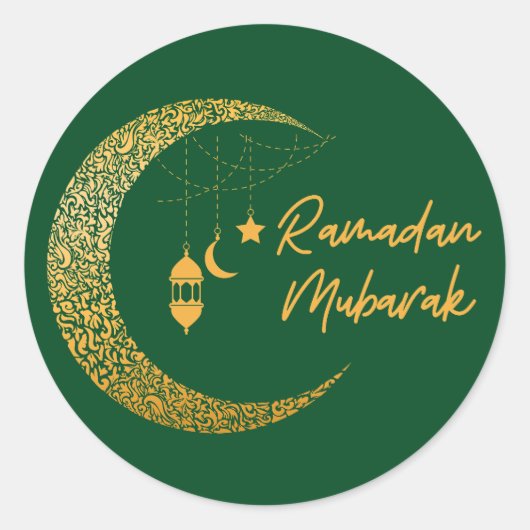 Ramadan Mubarak - Ramadan Kareem - Eid Mubarak Ronde Sticker (Voorkant)
