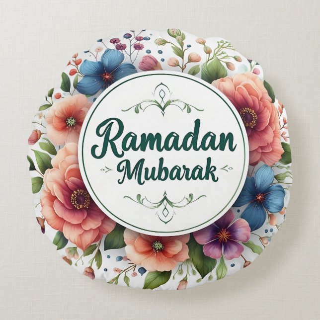 Ramadan Mubarak Rond Kussen (Voorkant)