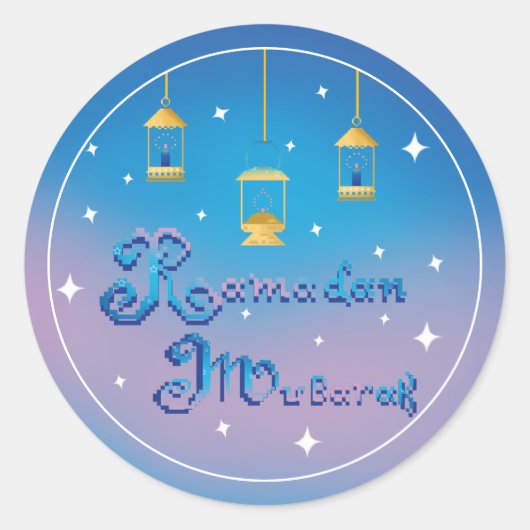 Ramadan Mubarak Ronde Sticker (Voorkant)