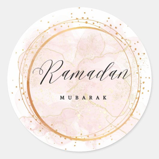RAMADAN MUBARAK RONDE STICKER (Voorkant)