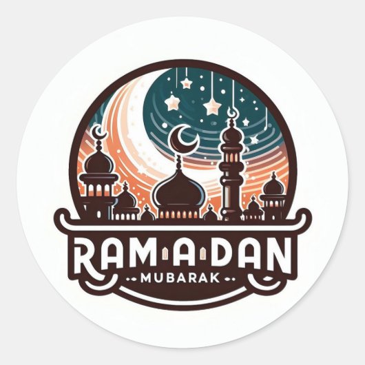 Ramadan Mubarak Ronde Sticker (Voorkant)