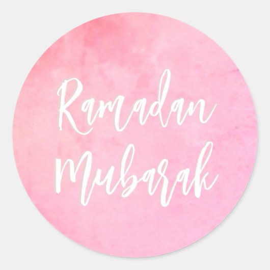 Ramadan Mubarak Roze Ronde Sticker (Voorkant)