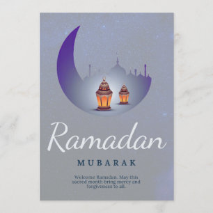 Ramadan Mubarak Sierlijke Maanlantaarn Kunst Kaart