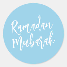 Ramadan Mubarak Simple Baby Blue-minimalist Ronde Sticker