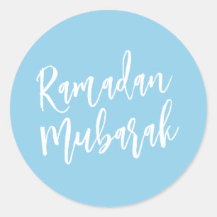 Ramadan Mubarak Simple Baby Blue-minimalist Ronde Sticker