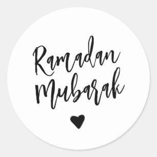 Ramadan Mubarak Simple Black Heart Minimalist Ronde Sticker