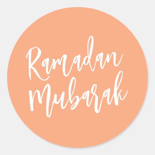 Ramadan Mubarak Simple Peach-minimalist Ronde Sticker (Voorkant)
