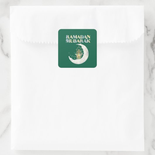 Ramadan Mubarak Vierkante Sticker (Tas)
