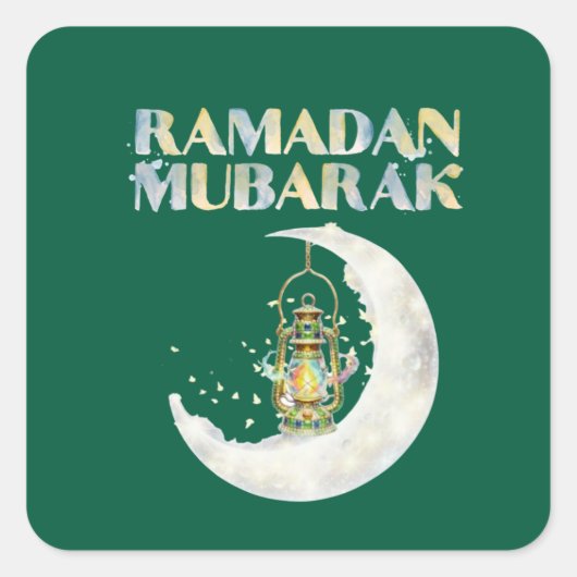 Ramadan Mubarak Vierkante Sticker (Voorkant)