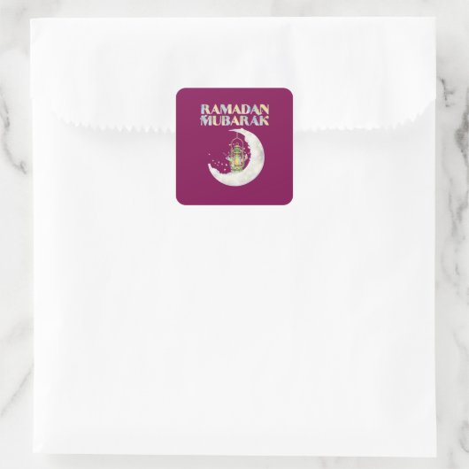 Ramadan Mubarak Vierkante Sticker (Tas)