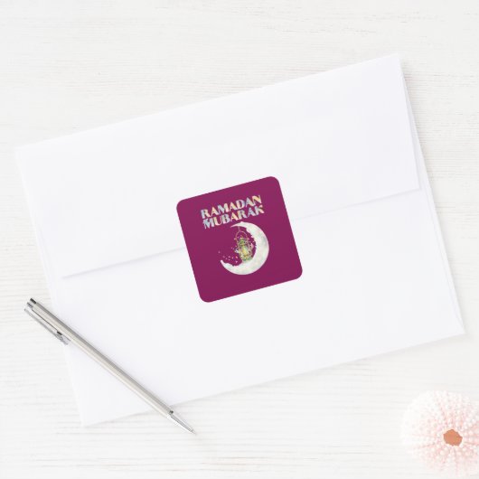 Ramadan Mubarak Vierkante Sticker (Envelop)