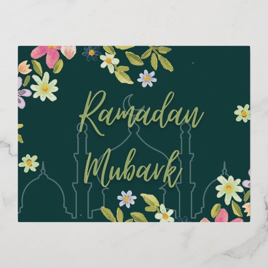 Ramadan mubark-bloemkaart folie feestdagen briefkaart (Voorkant)