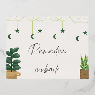 Ramadan mubark met groen plant folie feestdagen briefkaart