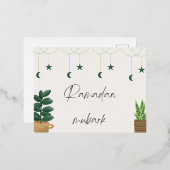 Ramadan mubark met groen plant folie feestdagen briefkaart (Voorkant / Achterkant)