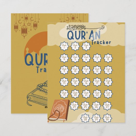 Ramadan Qur'an Reading Tracker Feestdagenkaart (Voorkant / Achterkant)