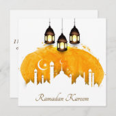 Ramadan Waterverf Crescent , star , lantern Feestdagenkaart (Voorkant / Achterkant)