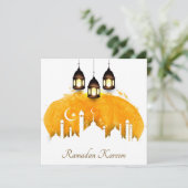 Ramadan Waterverf Crescent , star , lantern Feestdagenkaart (Staand voorkant)