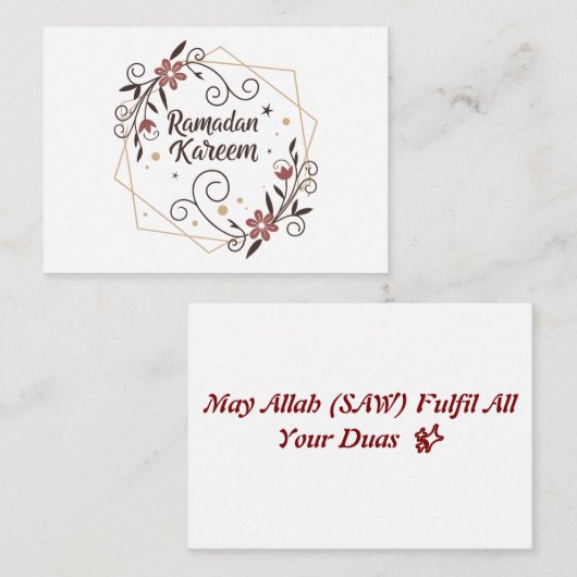 Ramadan Zegeningen Decoratieve Kunst – Elegant Notitiekaartje (Voorkant / Achterkant)