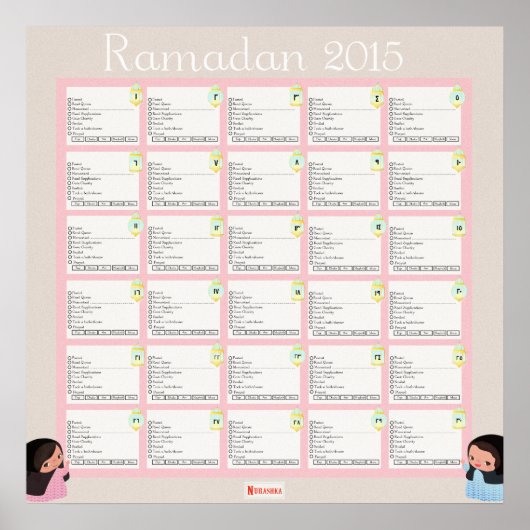 Ramadhan Daily Checklist for GIRLS Poster (Voorkant)