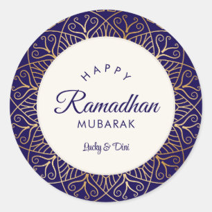 Ramadhan Mubarak Marine en Gouden Mandala Ronde Sticker