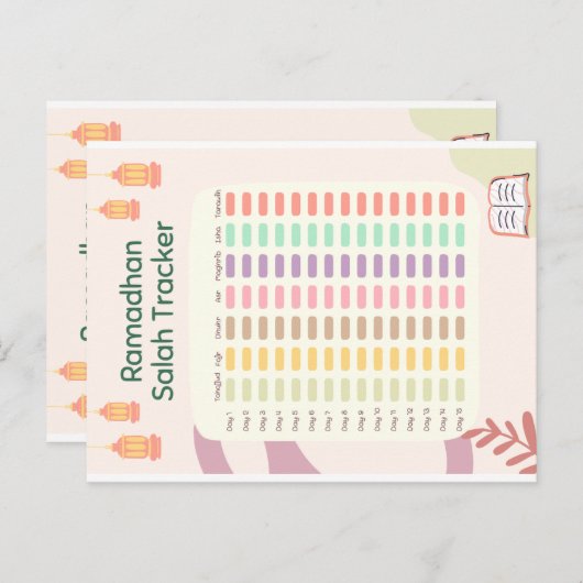 Ramadhan Salah Tracker briefkaart (Voorkant / Achterkant)