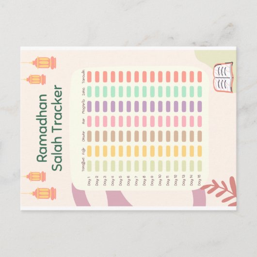 Ramadhan Salah Tracker briefkaart (Voorkant)