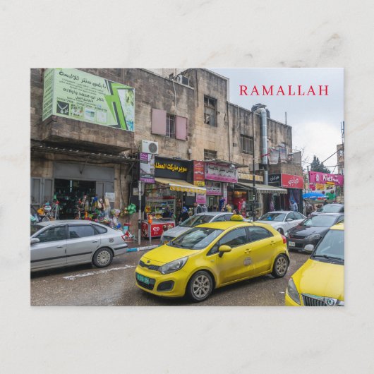 Ramallah geel taxi uitzicht briefkaart (Voorkant)