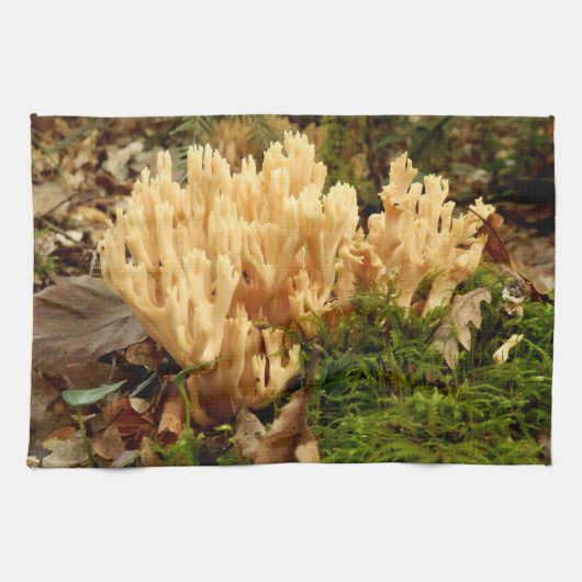 Ramaria stricta Fungi Tea Towel Theedoek (Horizontaal)