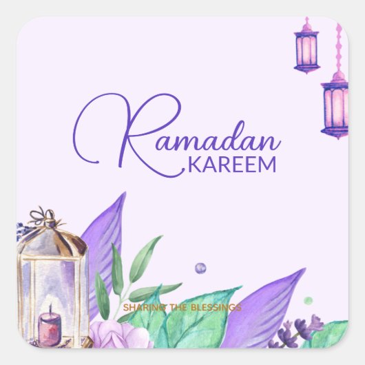Ramazan | Ramadan Kareem Watercolor Vierkante Sticker (Voorkant)