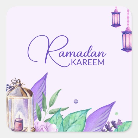 Ramazan | Ramadan Kareem Waterverf Lantern Vierkante Sticker (Voorkant)