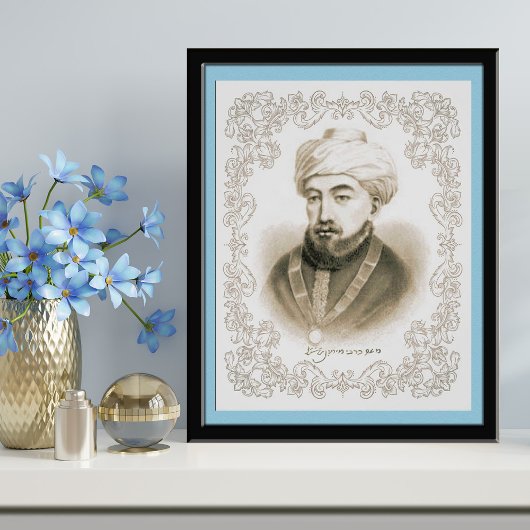 Rambam Maimonides met Signature  Foto Afdruk