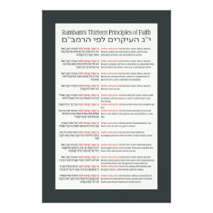 Rambam's 13 Beginselen van de joodse Faith Dark Gr Foto Afdruk