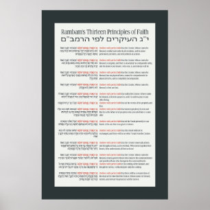 Rambam's 13 principes van Joodse Faith Dark Grey Poster