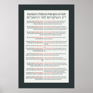 Rambam's 13 principes van Joodse Faith Dark Grey Poster