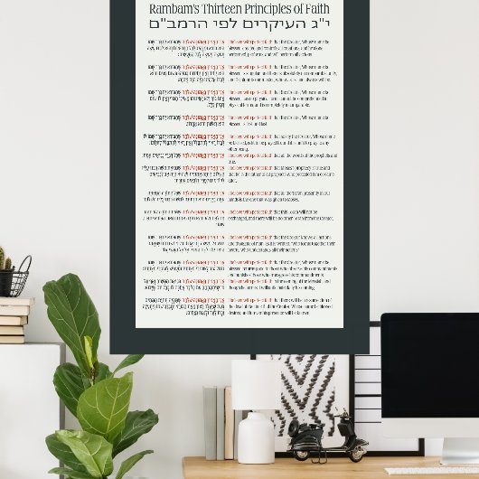 Rambam's 13 principes van Joodse Faith Dark Grey Poster (Thuiskantoor)