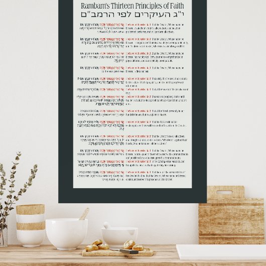Rambam's 13 principes van Joodse Faith Dark Grey Poster (Keuken)