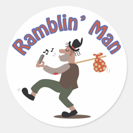 Ramblin-Man Ronde Sticker (Voorkant)