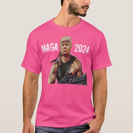Rambo Trump 2024 Maga T-shirt (Voorkant)