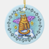 Ramboe Kitty Cat Engel versiering Keramisch Ornament (Voorkant)