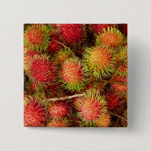 Rambutan Fruit at Can Duoc Market Vierkante Button 5,1 Cm (Voorkant)