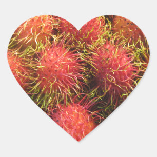 Rambutan Tropical Fruit Hart Sticker
